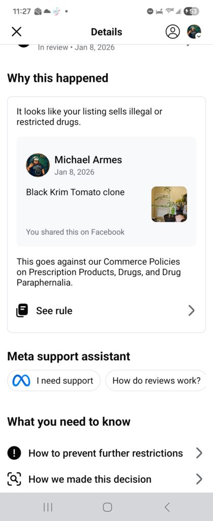 I almost got banned on Facebook Marketplace screenshot 20260108 232743 facebook